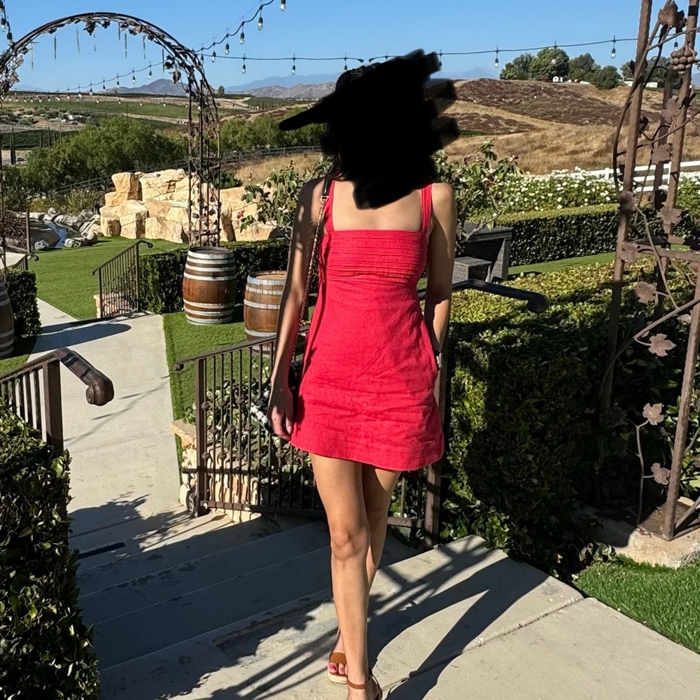 Abercrombie red linen blend dress